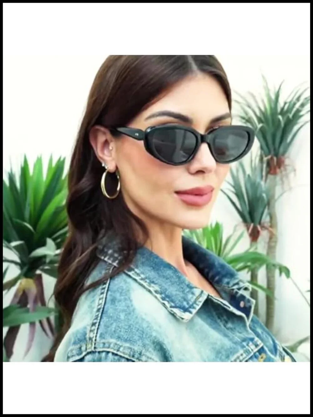 Retro Y2K Thin Skinny Cat Eye Sunglasses with Polarized Lenses